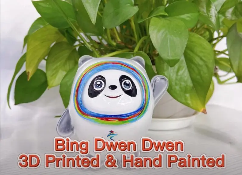 Bing Dwen Dwen 3D baskılı ve el boyalı-resmi pekin 2022 olimpiyat maskotu